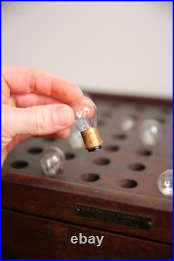 Antique Light Bulb Store Display Cabinet wood Tool box Vintage automotive lamp