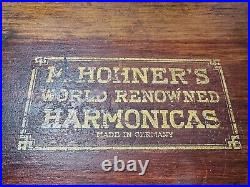 Antique M. Hohner Harmonica Store Display Case Box Advertisement Vintage Germany