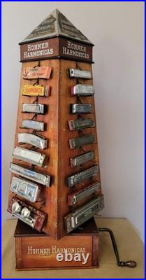 Antique M. Hohner Harmonica Store Display Stand Advertisement Vintage Germany
