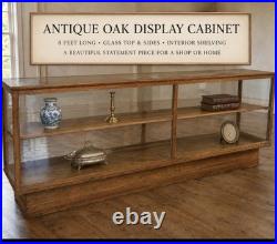 Antique Mercantile vintage country store glass display case cabinet 8ft Oak