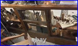 Antique Mercantile vintage country store glass display case cabinet 8ft Oak