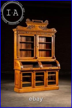 Antique Oak Jewelry Store Display Cabinet