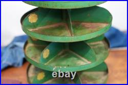 Antique Rotating Store Counter Display Rack Jewelry Stand Vintage Green