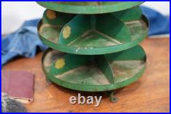 Antique Rotating Store Counter Display Rack Jewelry Stand Vintage Green