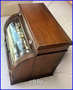 Antique Thread Glass Rolltop Sewing Cabinet Merchandise Advertising Display