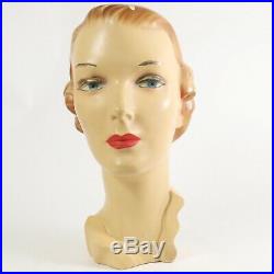 Antique Vintage 1940's Mannequin Head Bust Store Display, Plaster, Chalkware