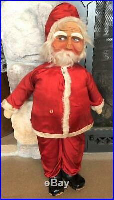 Antique Vintage 26 SANTA CLAUS Store Display Figure Mask Face Red Clothes