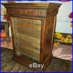 Antique Vintage Brighton Garter wood Cabinet Display 1900s General store