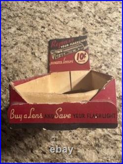 Antique Vintage Burgess Battery Flashlight Lens General Hardware Store Display