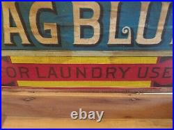 Antique Vintage Challenge Bag Blue Bluebird Wood Store Display Box Advertising