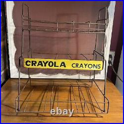 Antique Vintage Crayola Crayons Metal Wire Candy Rack Store Display Ad
