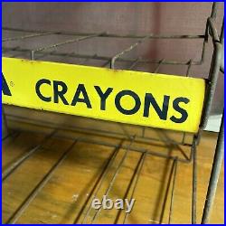 Antique Vintage Crayola Crayons Metal Wire Candy Rack Store Display Ad