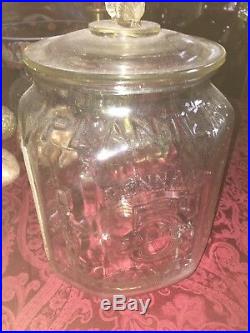 Antique Vintage Glass Planters Peanuts Country Store Display Jar 5 Cents Pennant
