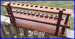 Antique Vintage Solid Wood Pipe Pipes Store Display Stand Rack Holds 24