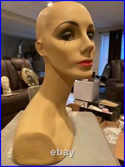 Antique Vintage Store Front Countertop Hat Display Mannequin Head Form Bust