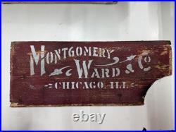 Antique Vintage Wooden Montgomery Ward And Co Chicago IL Sign