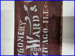 Antique Vintage Wooden Montgomery Ward And Co Chicago IL Sign