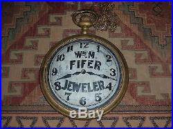 Antique Vintage pocket watch Advertising Trade Sign Store Display Double Sided