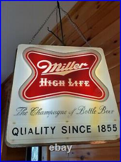 Antique Vtg 1957 Miller High Life Lighted Store Display, Double Sided Sign/Clock