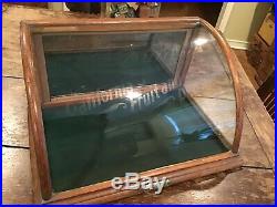 Antique Vtg Curved Glass Counter Store Display Cabinet Priwley Chewing Gum Prop