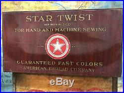 Antique Vtg Star Twist 20s 30s Metal Thread Spool Display Case Cabinet RARE