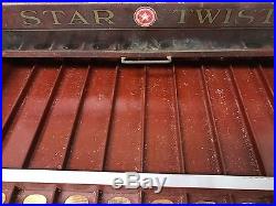 Antique Vtg Star Twist 20s 30s Metal Thread Spool Display Case Cabinet RARE