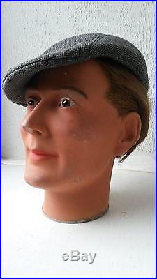 Antique WAX mannequin head, SAGE, London, vintage head, store display, Wax bust