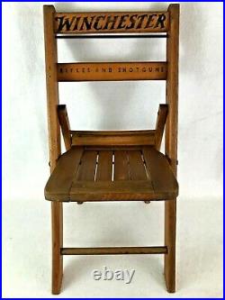 Antique WINCHESTER RIFLES & SHOTGUNS Slat Oakwood Folding Childs Size Chair
