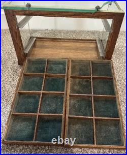 Antique Wood Glass Countertop General Store Jewelry Display Case Chicago 1920s