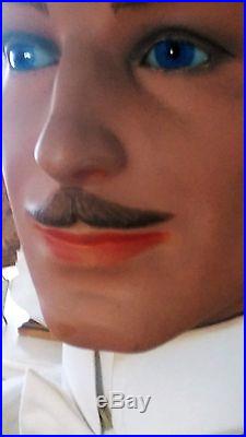 Antique mannequin head P. Imans, Paris, glass eyes, real hair, moustache, Vintage head
