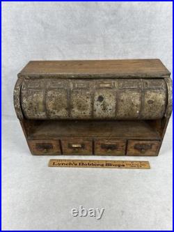Antique store drawers bins display storage wood tin 16x10x7 1890-1920 original