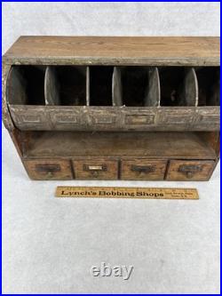 Antique store drawers bins display storage wood tin 16x10x7 1890-1920 original