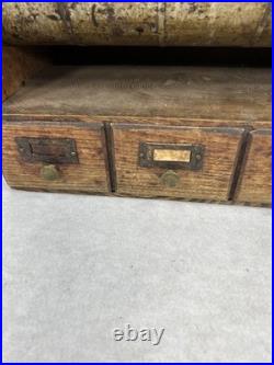 Antique store drawers bins display storage wood tin 16x10x7 1890-1920 original