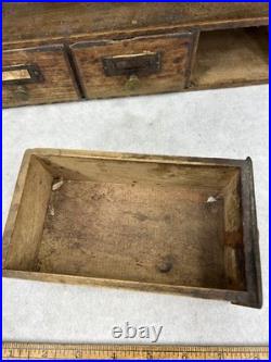 Antique store drawers bins display storage wood tin 16x10x7 1890-1920 original