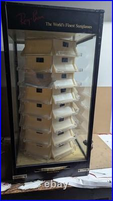 As-is Vintage Ray-Ban Sunglasses Retail Rotating Store Display Glass Case
