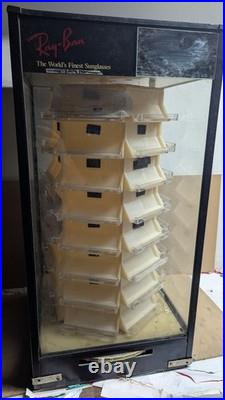 As-is Vintage Ray-Ban Sunglasses Retail Rotating Store Display Glass Case