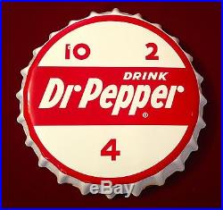 Authentic Vintage 10-2-4 Dr Pepper Porcelain Bottle Cap Sign Store Display