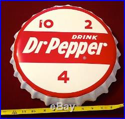 Authentic Vintage 10-2-4 Dr Pepper Porcelain Bottle Cap Sign Store Display