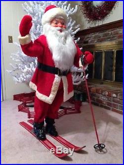 BEST Vintage Christmas Department Store Window Display Santa Claus On Snow Skis