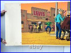 Beautiful Vintage 1963 Huge 34x94 Levi's Jeans Dept Store Display Poster Banner