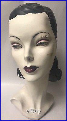 Beautiful Vintage Art Deco Female Mannequin Head Store Display