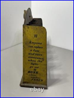 Buss Fuses Counter Top Store Display Vintage Tin Litho Advertising Rare Nice