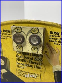 Buss Fuses Counter Top Store Display Vintage Tin Litho Advertising Rare Nice