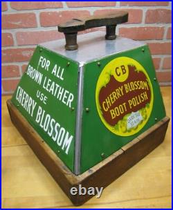 CHERRY BLOSSOM BOOT POLISH Old Advertising Shoe Shine Stand Store Display Sign