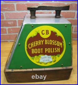 CHERRY BLOSSOM BOOT POLISH Old Advertising Shoe Shine Stand Store Display Sign