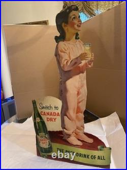 Canada Dry Vtg Easel Back Store Display WithGirl 28 X 16 The Best Drink Of All