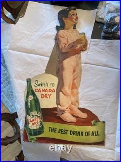 Canada Dry Vtg Easel Back Store Display WithGirl 28 X 16 The Best Drink Of All