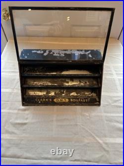 Clark's ONT Boilfast Thread Spools Store Countertop Display Case With Glass Door