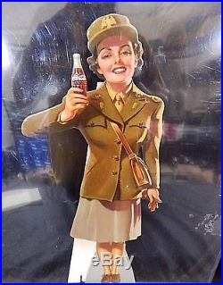 Coca-Cola Cardboard Cutout Service Woman 1943 Vintage Sign Store Display Rare
