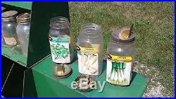 Country Store Seed Display Cabinet Folds Up with 33 Seed Jars Circa 1930 VTG
